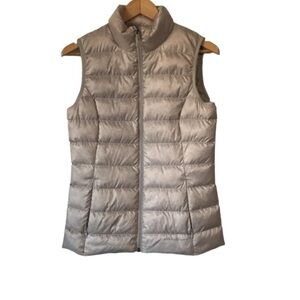 Eddie Bauer Womens Goose Down Puffer Vest Jacket Size XS Light Gray